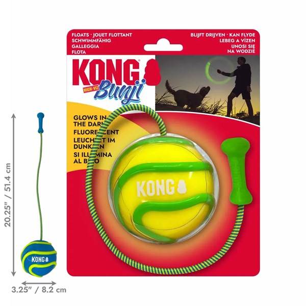 KONG Bunji boll med handtag glow-in-the-dark