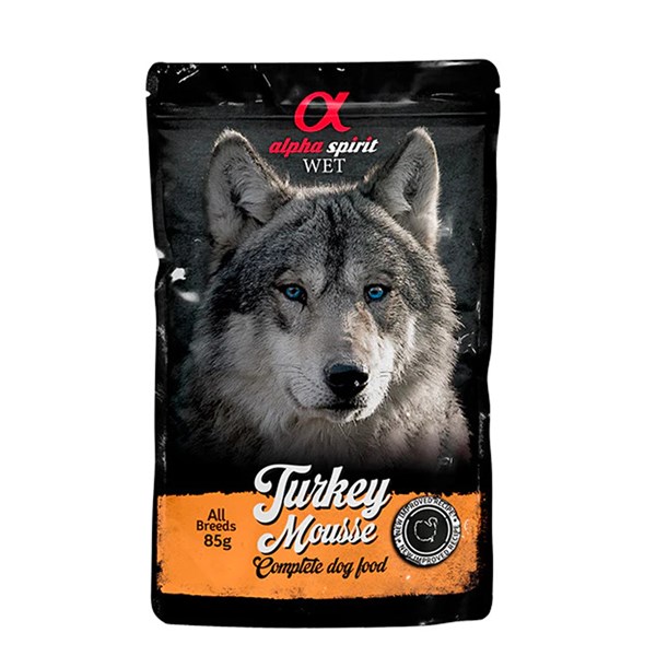 Alpha Spirit Dog Pouch Turkey Mousse 85g