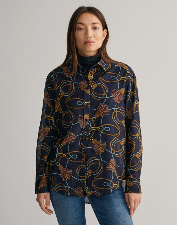 REL ROPE PRINT COT SILK SHIRT