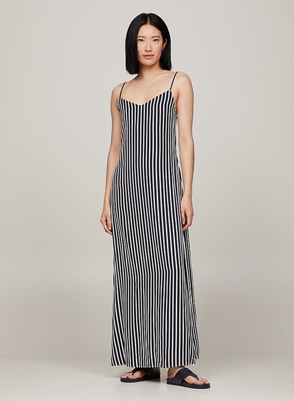 FLUID STRIPE ANKLE SLIP DRESS