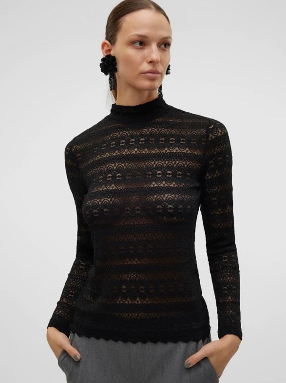 VMZOE LS LACE HIGH NECK TOP JRS NOOS