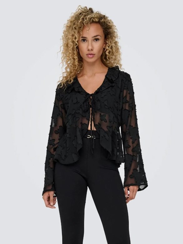 ONLCORSY LIFE LS V-NECK DOBBY TOP WVN
