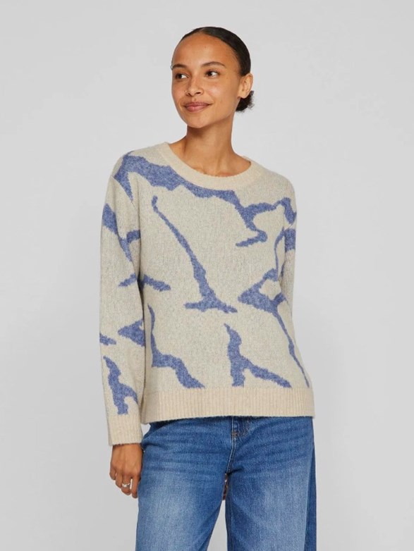 VIPOLLIE L/S O-NECK KNIT TOP/TES