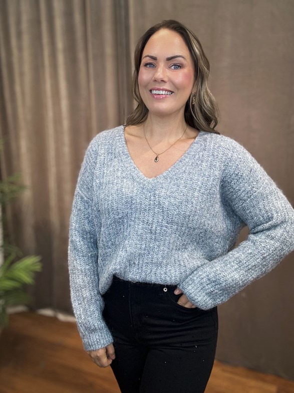 OBJMILU LS LO V-NECK KNIT E AU 24