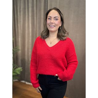 OBJMILU LS LO V-NECK KNIT E AU 24