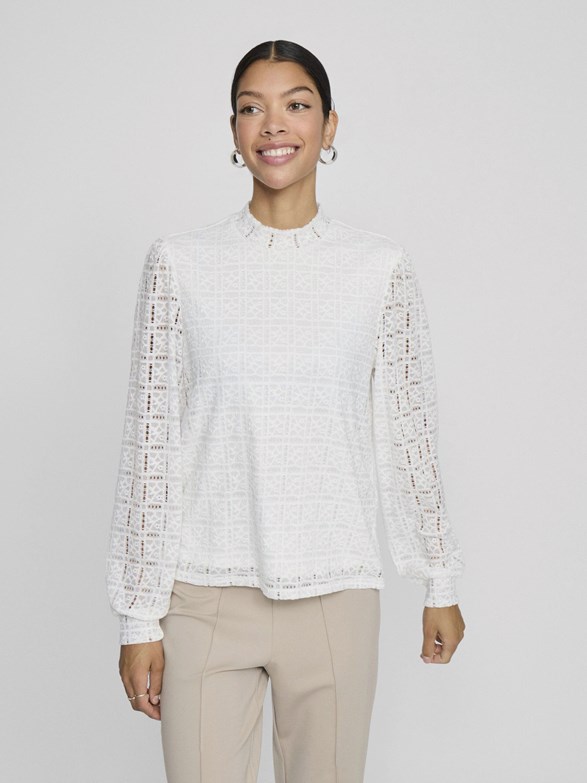 VICIKI L/S HIGH NECK LACE TOP/TB