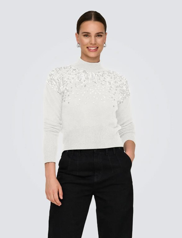 ONLALBA LS SEQUINS HIGH NECK KNT