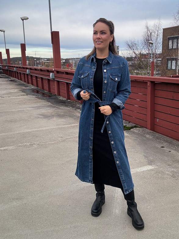 VIALLY L/S MIDI DENIM DRESS MBD