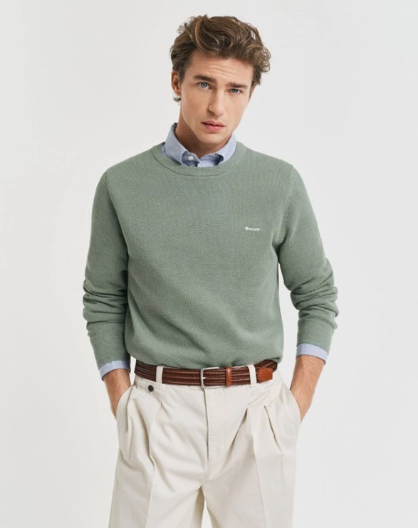 COTTON PIQUE C-NECK