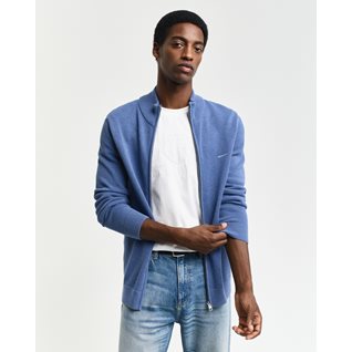 COTTON PIQUE ZIP CARDIGAN