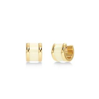 Frame Enamel Hoops Offwhite Gold
