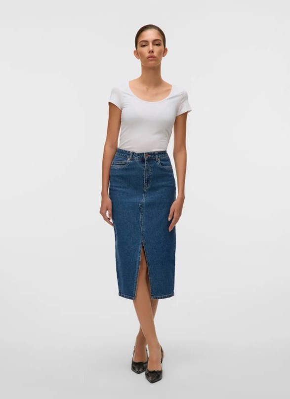 VMVERI HR CALF DENIM SKIRT GA NOOS