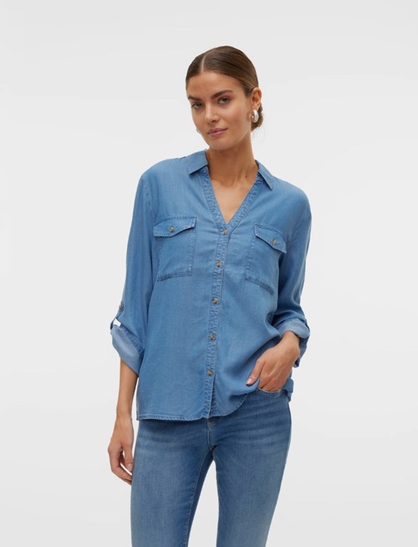 VMBREE 7/8 SLEEVE LOOSE TENCEL SHIRT GA