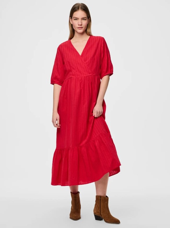 PCSANON 2/4 MIDI DRESS WVN BC