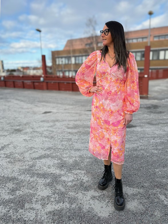 VMSMILLA LS V-NECK CALF DRESS WVN GA