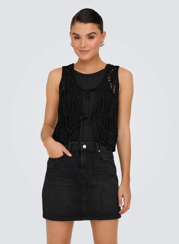 ONLLIZZY LIFE SL CROCHET TIE VEST KNT