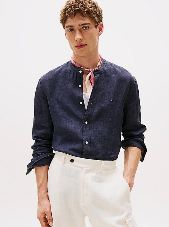 PIGMENT DYE MAO COLLAR SHIRT