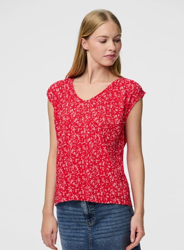 PCFLORA SS V-NECK TOP JRS BC