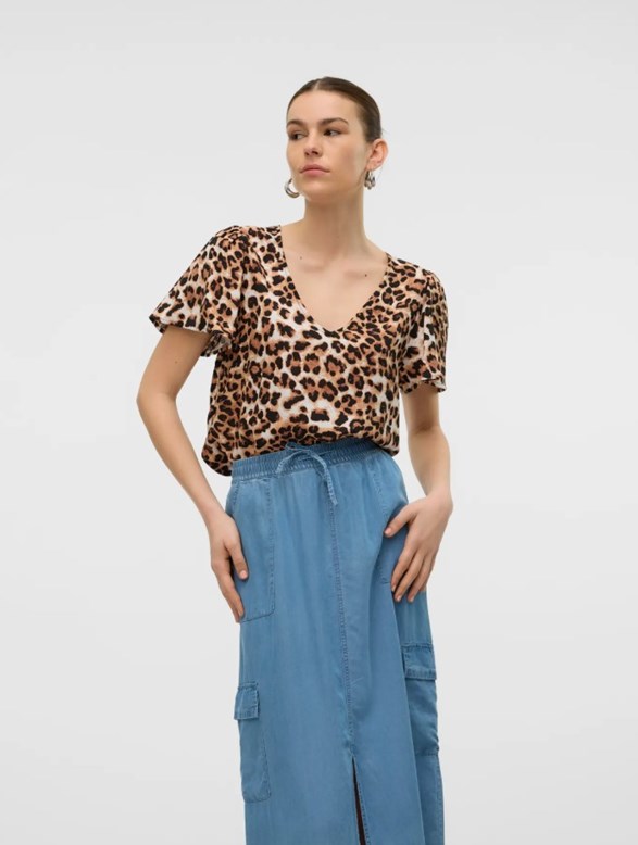 VMEASY JOY V-NECK SS BLOUSE WVN GA