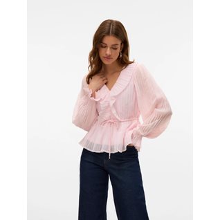 VMDORA L/S FRILL PLEAT TOP WVN EXP