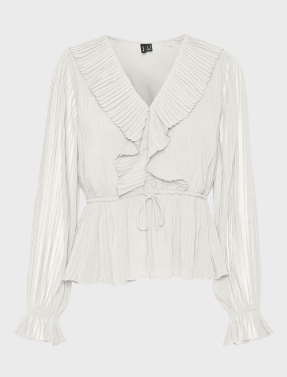 VMDORA L/S FRILL PLEAT TOP WVN EXP