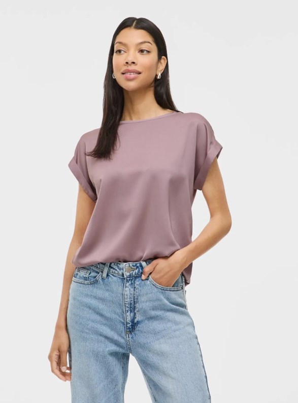 VIELLETTE S/S SATIN TOP/SU - NOOS