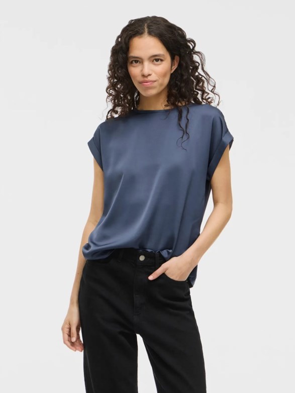 VIELLETTE S/S SATIN TOP/SU - NOOS