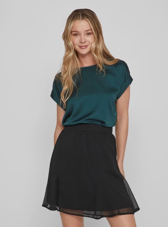 VIELLETTE S/S SATIN TOP/SU - NOOS