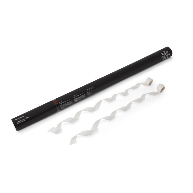Konfettikanon 80 cm serpentin vit