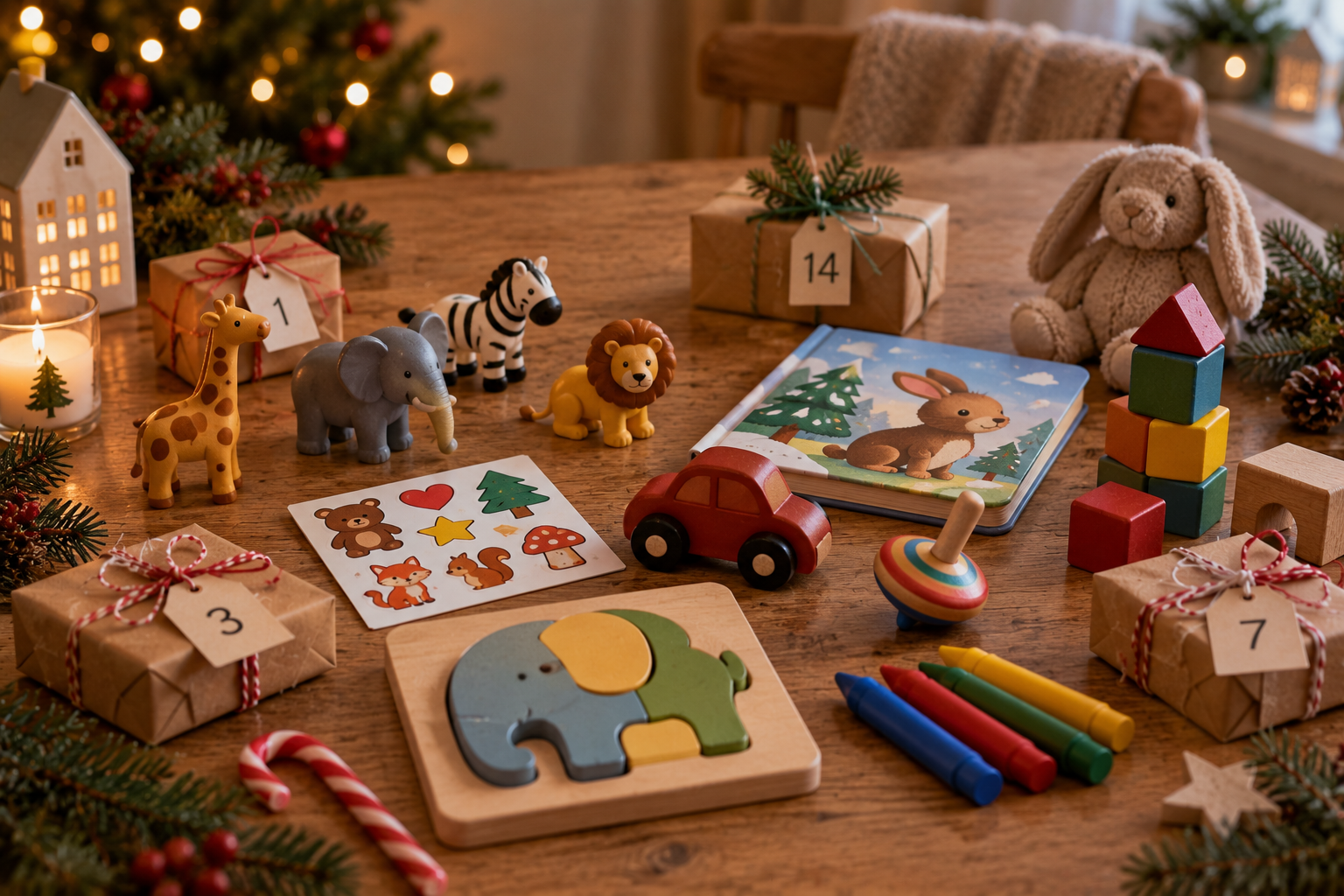 Innehåll till adventskalender för barn 2 till 4 år.