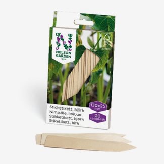 Sticketikett i trä, 13 cm - 20 st