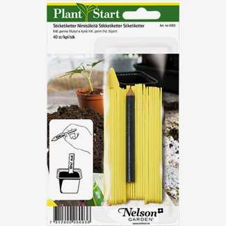 Sticketikett, plast m penna, 40 st