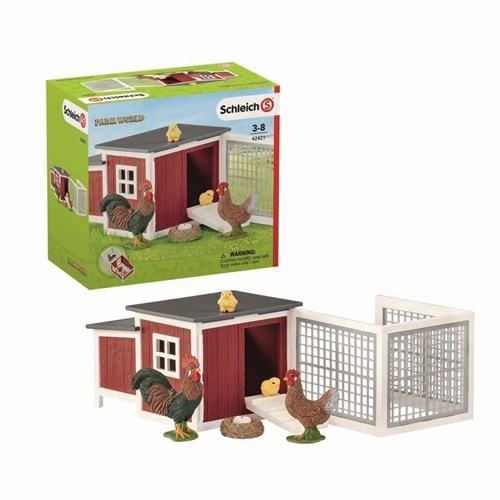 Schleich Höns med bur och tillbehör