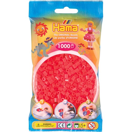 Pärlor Hama midi nr 35, 1000 st, röd neon