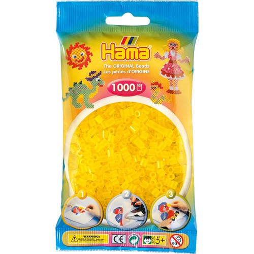 Pärlor Hama midi nr 14, 1000 st, gul transparent