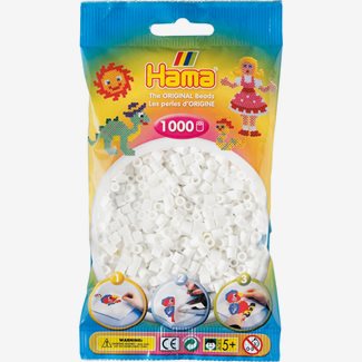 Pärlor Hama midi nr 01, 1000 st, vit