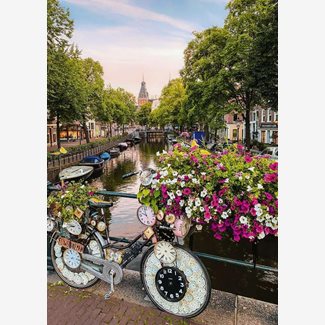 1000 bitar - Bicycle and flower in Amsterdam